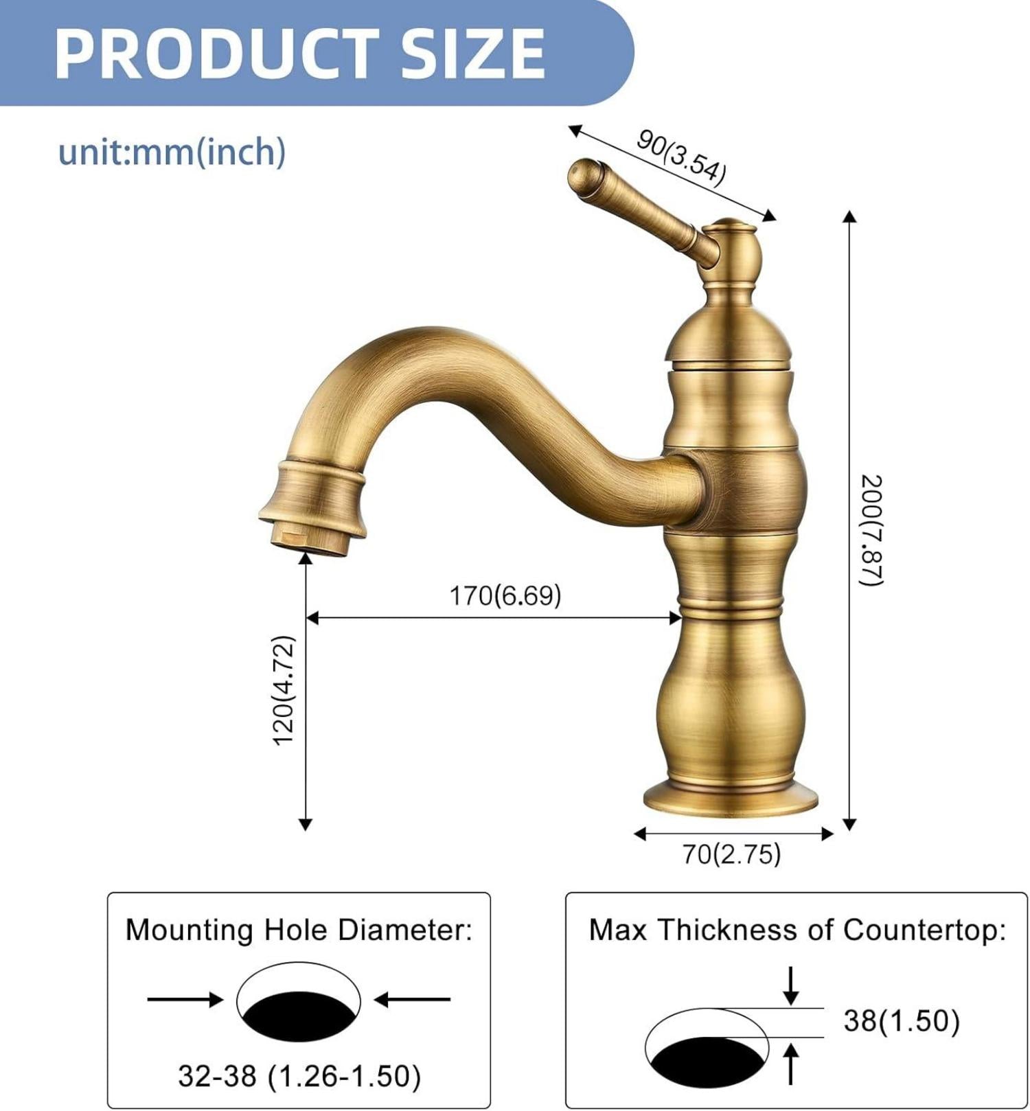 Kisimixer Wasserhahn Antik Bronze 360° Schwenkbar Retro Messing EU