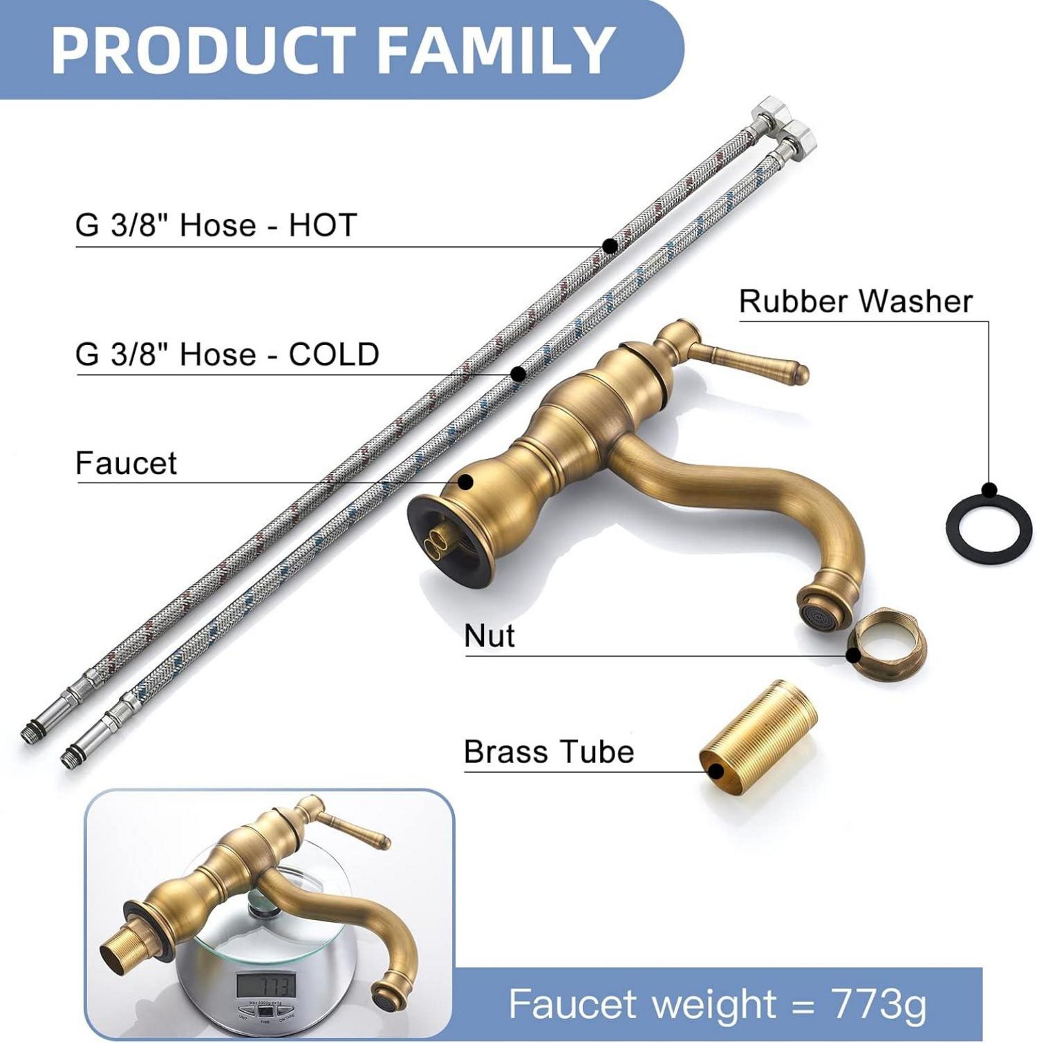 Kisimixer Wasserhahn Bad Antik Bronze 360° Schwenkbar Mischbatterie Messing