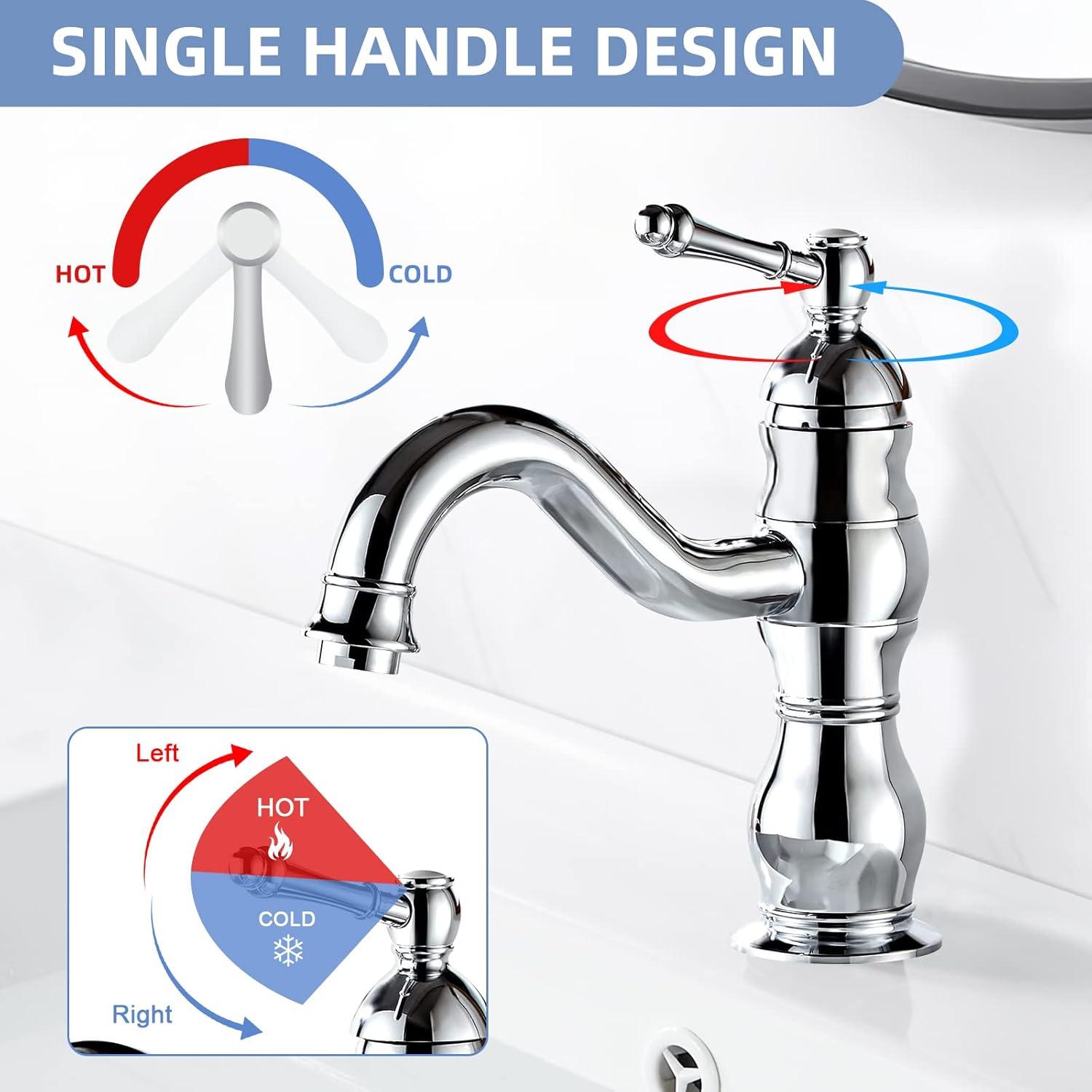 360° Drehbarer Wasserhahn Waschtischarmatur Messing Keramikventil Chrom
