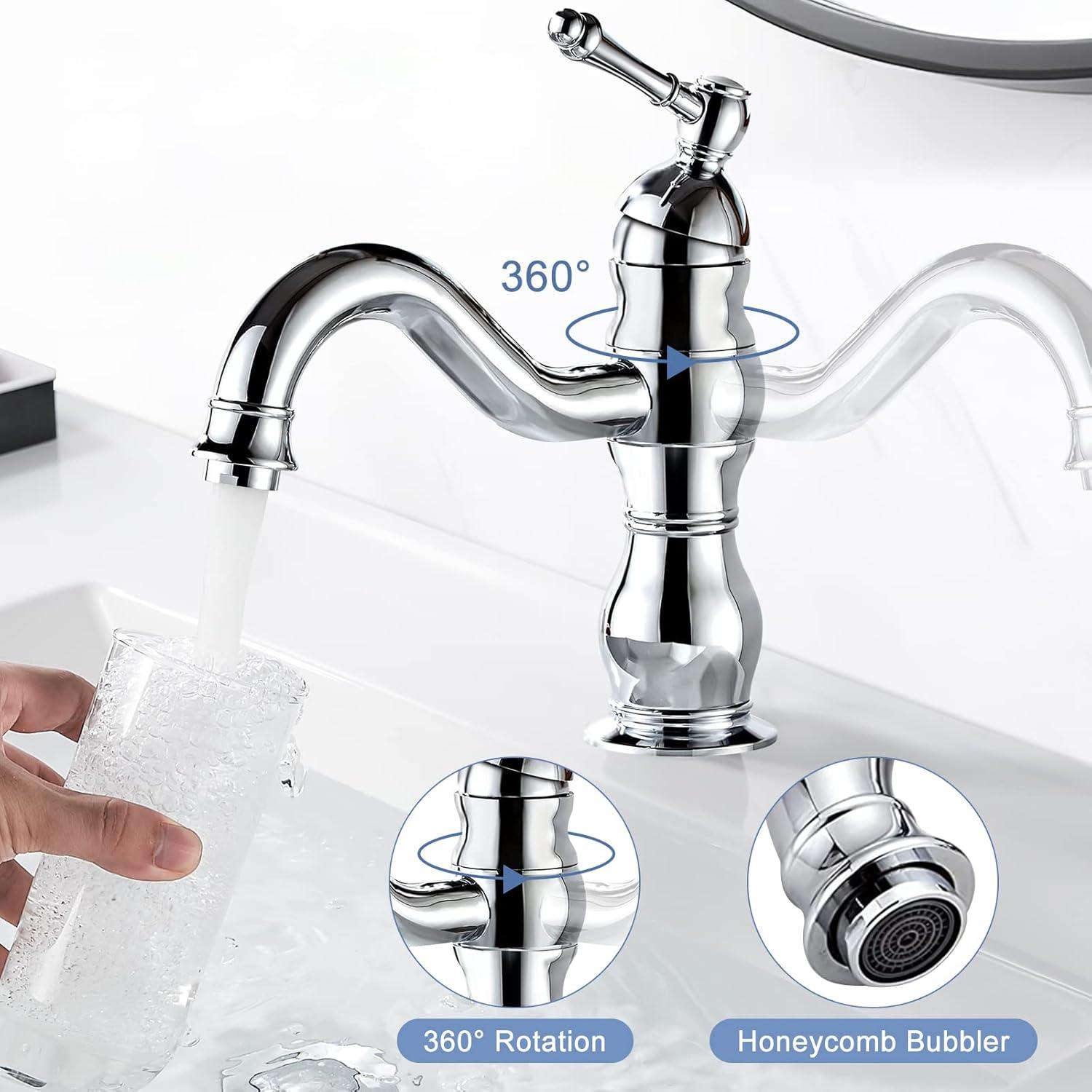 Kisimixer Bad Wasserhahn 360° Drehbar mit Keramikventil - Verchromt