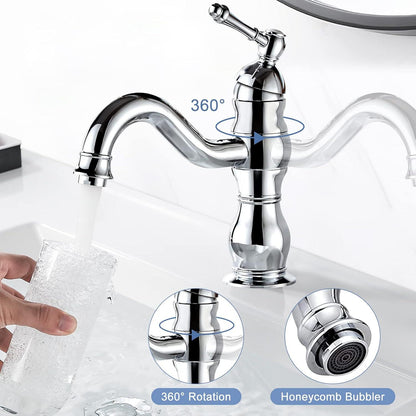 Kisimixer Bad Wasserhahn 360° Drehbar mit Keramikventil - Verchromt