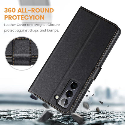 Handyhülle Samsung Galaxy S21 FE 5G Premium Leder Tasche Schwarz