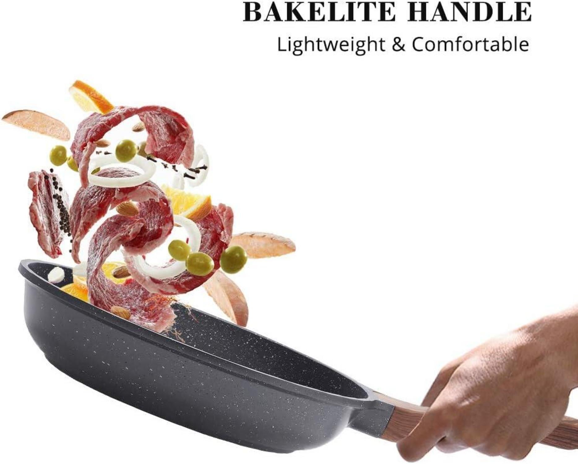 Antihaft-Bratpfanne 28cm, Granit-Beschichtung, Omelette-Pfanne, Induktion, PFOA-frei