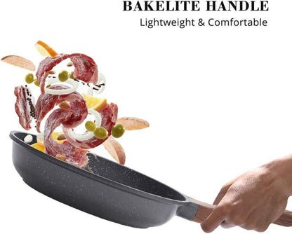 Antihaft-Bratpfanne 28cm, Granit-Beschichtung, Omelette-Pfanne, Induktion, PFOA-frei
