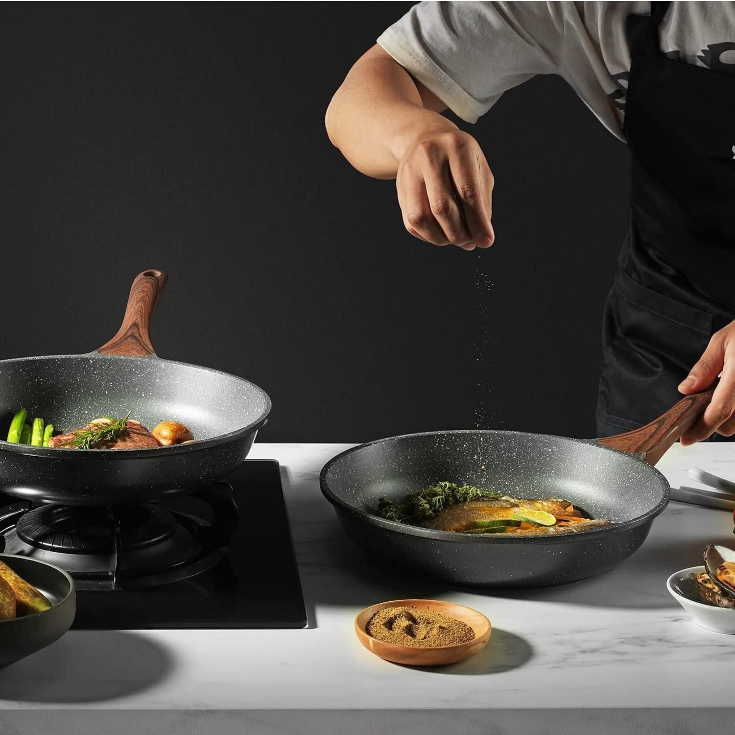 Antihaft-Bratpfanne 28cm, Granit-Beschichtung, Omelette-Pfanne, Induktion, PFOA-frei