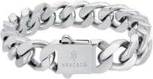 Herren Cuban Armband 18K Gold Panzerkette Edelstahl Silbrig 14mm