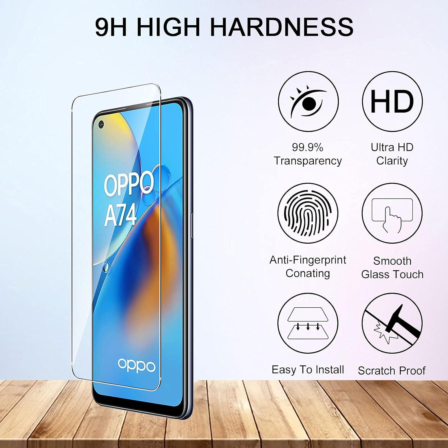 Schutzfolie + Panzerfolie für Oppo A74 4G + Kamera, 9H