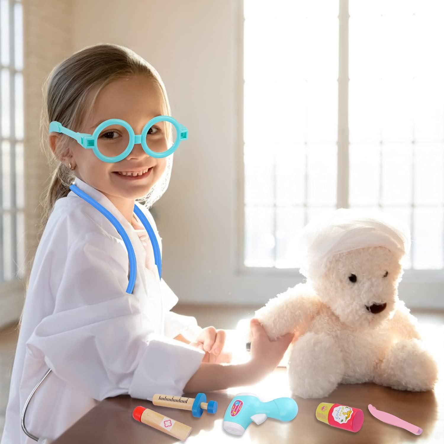 Arztkoffer Kinder Holz Spielset Stethoskop Doktorkoffer 27-teilig