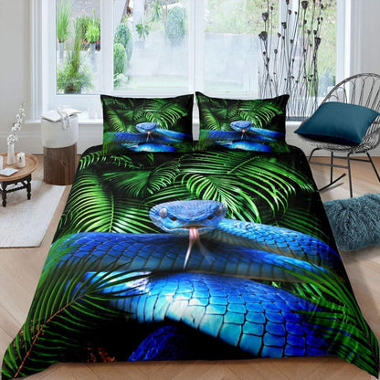 Blau-Grüne Palmblatt Bettwäsche Set 135x200cm Kinderzimmer