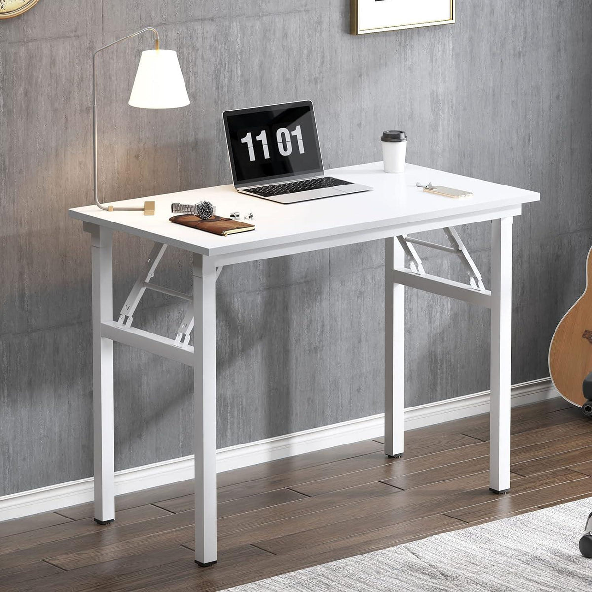 Klapptisch 80x40 cm Weiß, PC-Schreibtisch Bürotisch Home Office