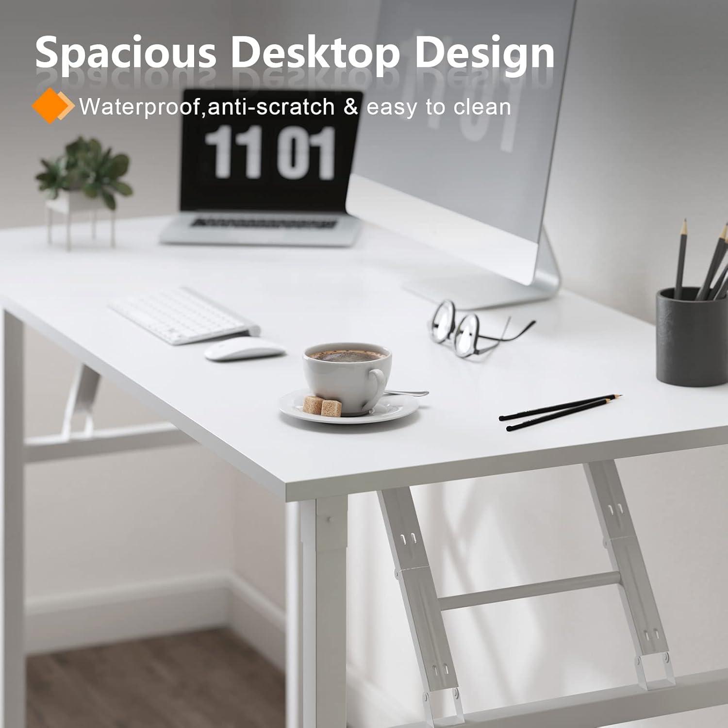 Klapptisch 80x40 cm Weiß, PC-Schreibtisch Bürotisch Home Office
