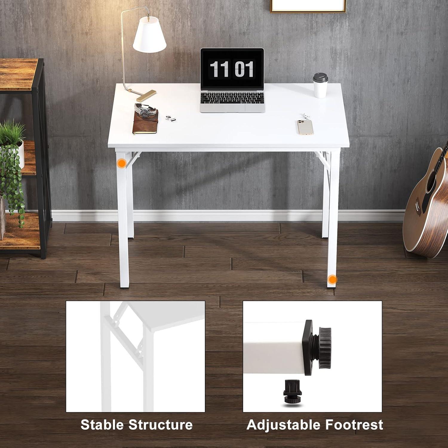 Klapptisch 80x40cm Weiß Metallrahmen Home Office Schreibtisch