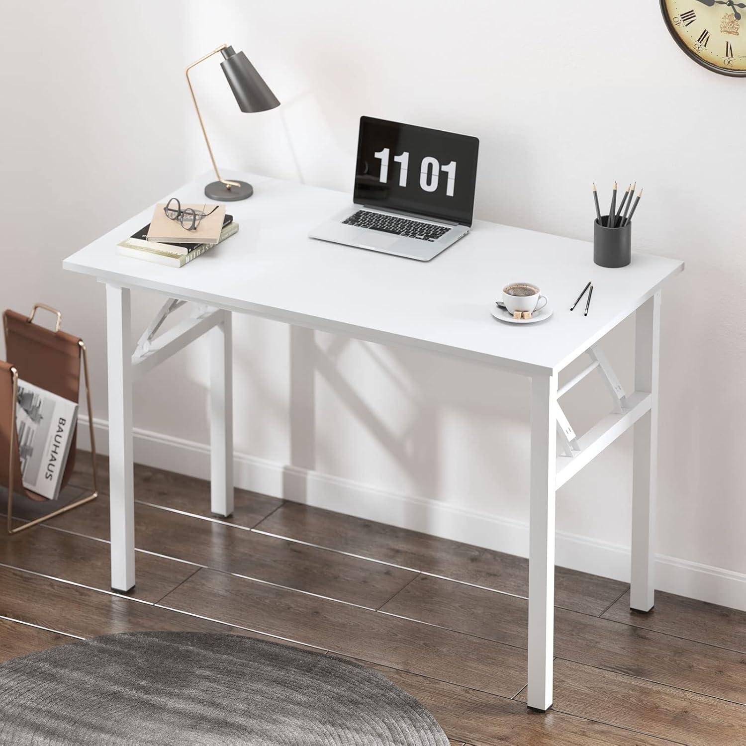 Klapptisch 80x40cm Weiß Metallrahmen Home Office Schreibtisch