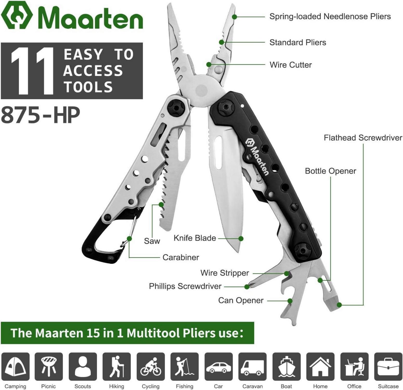Multitool Werkzeug 11-in-1 Edelstahl Zange Scheide Karabiner