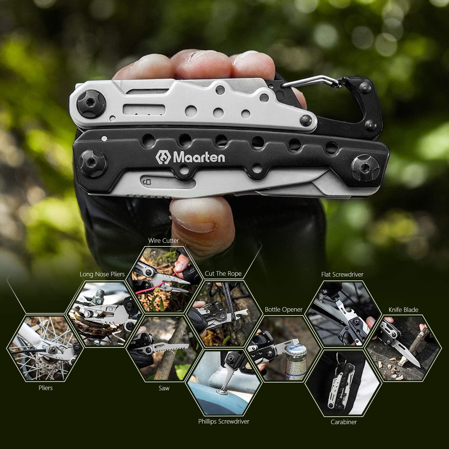 Maarten 11 in 1 Multitool Werkzeug aus Edelstahl mit Sicherheitsverriegelung