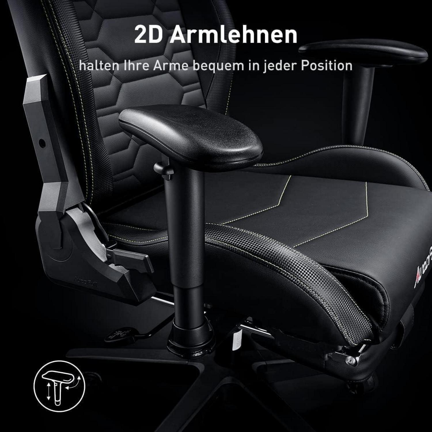 Ergonomischer Gaming Stuhl Lordosenstütze Höhenverstellbar Grau
