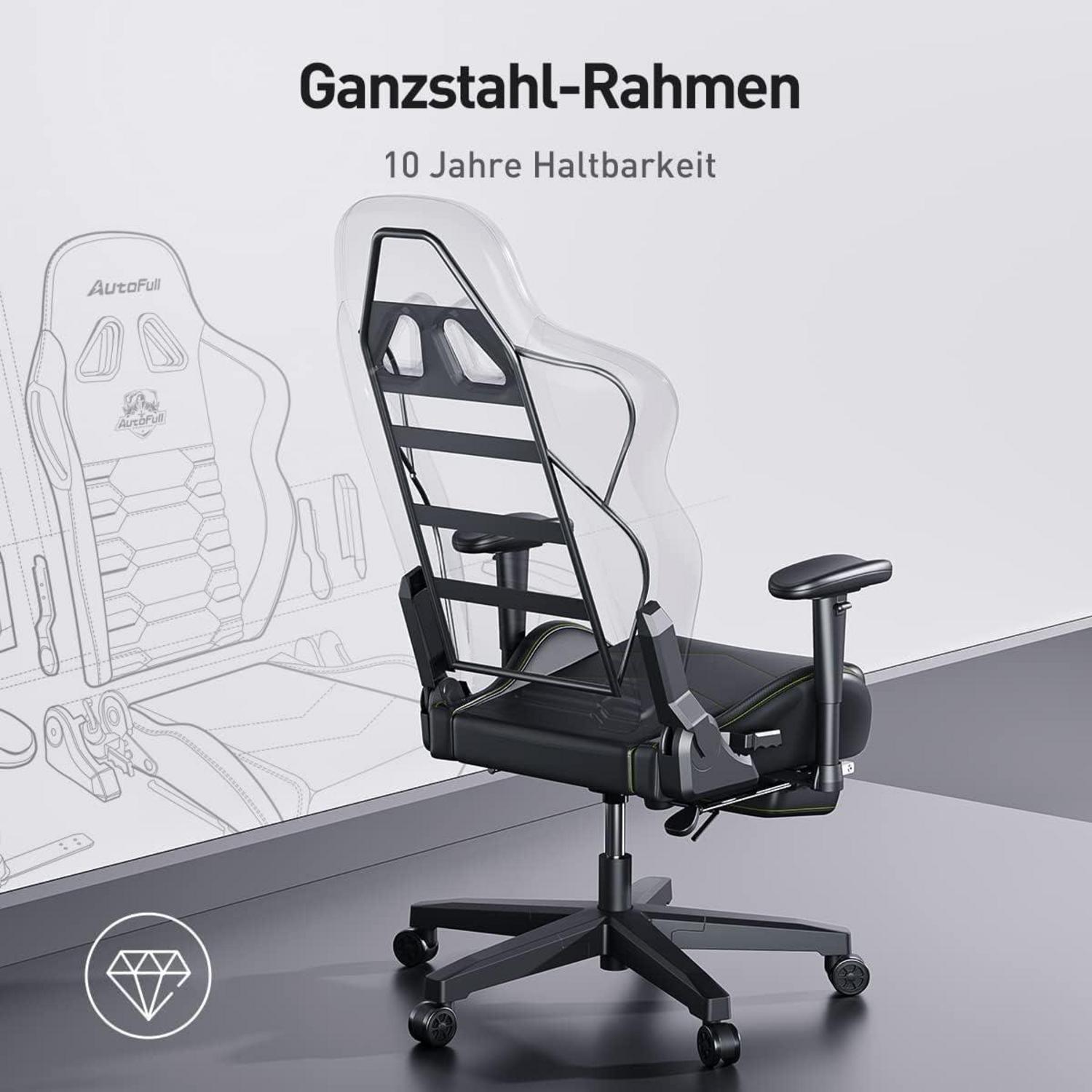 AutoFull C3 Gaming Stuhl Ergonomisch Lordosenstütze Grau