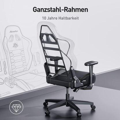 AutoFull C3 Gaming Stuhl Ergonomisch Lordosenstütze Grau