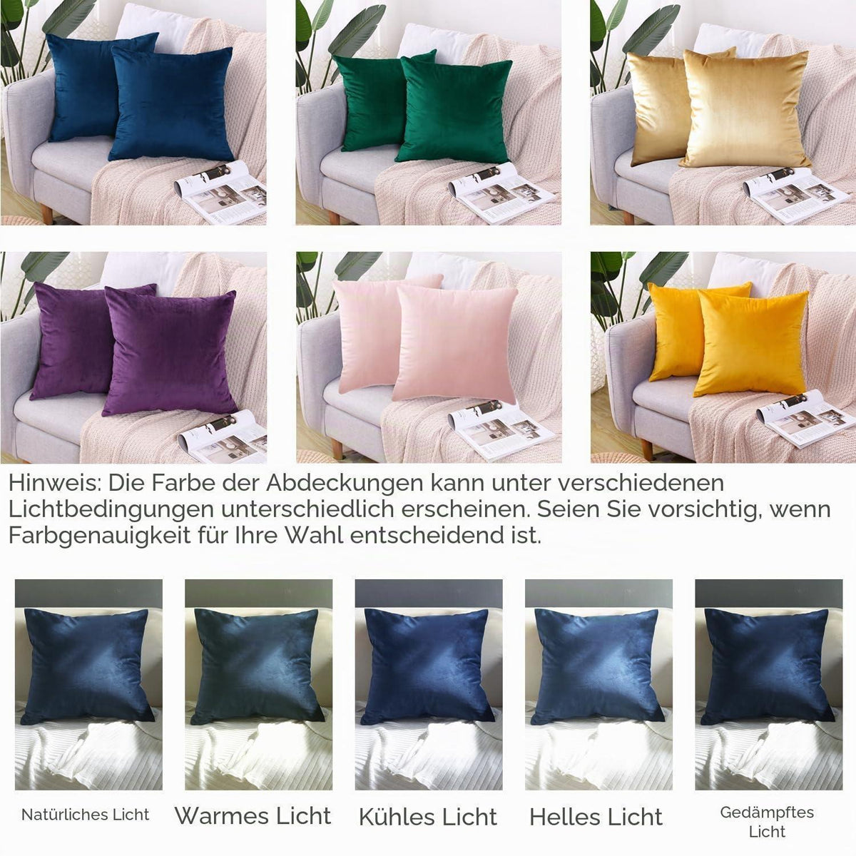 Gelber Samt Kissenbezug 50x50 cm (2er Set)