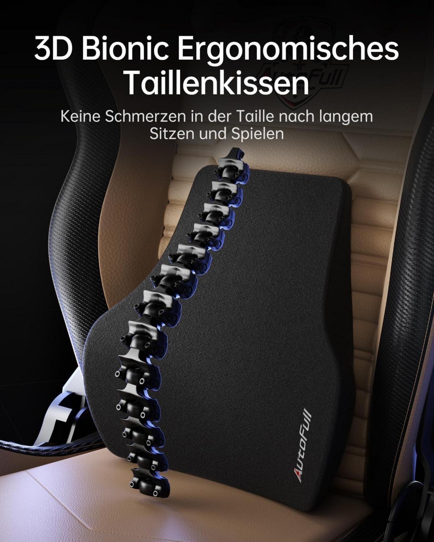 AutoFull C3 Gaming Stuhl mit Lordosenstütze und Fußstütze, höhenverstellbar - Braun