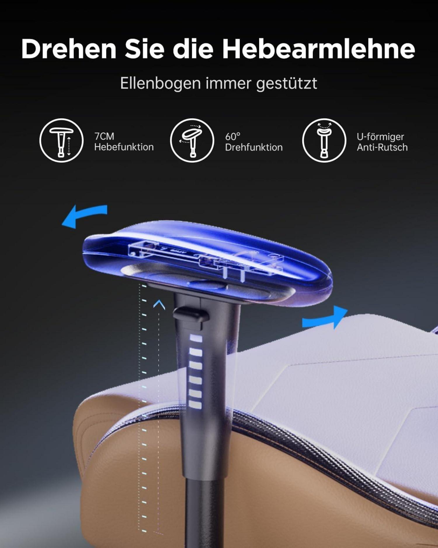 Ergonomischer Gaming Stuhl mit Lordosenstütze und