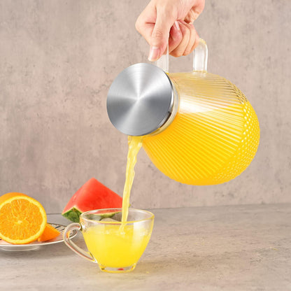 Glaskaraffe mit Deckel 2.4L Borosilikatglas Wasserkaraffe