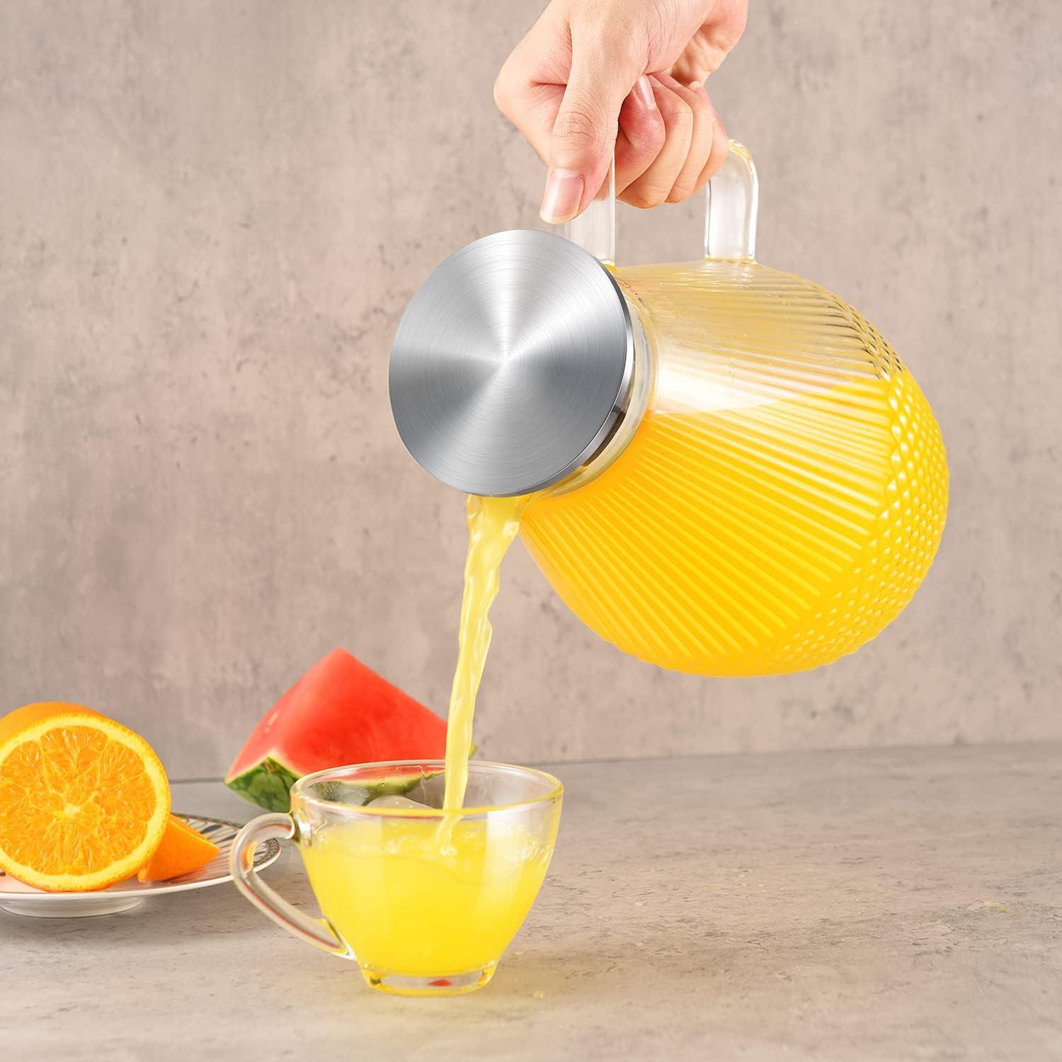 Glaskaraffe mit Deckel 2.4L Borosilikatglas Wasserkaraffe