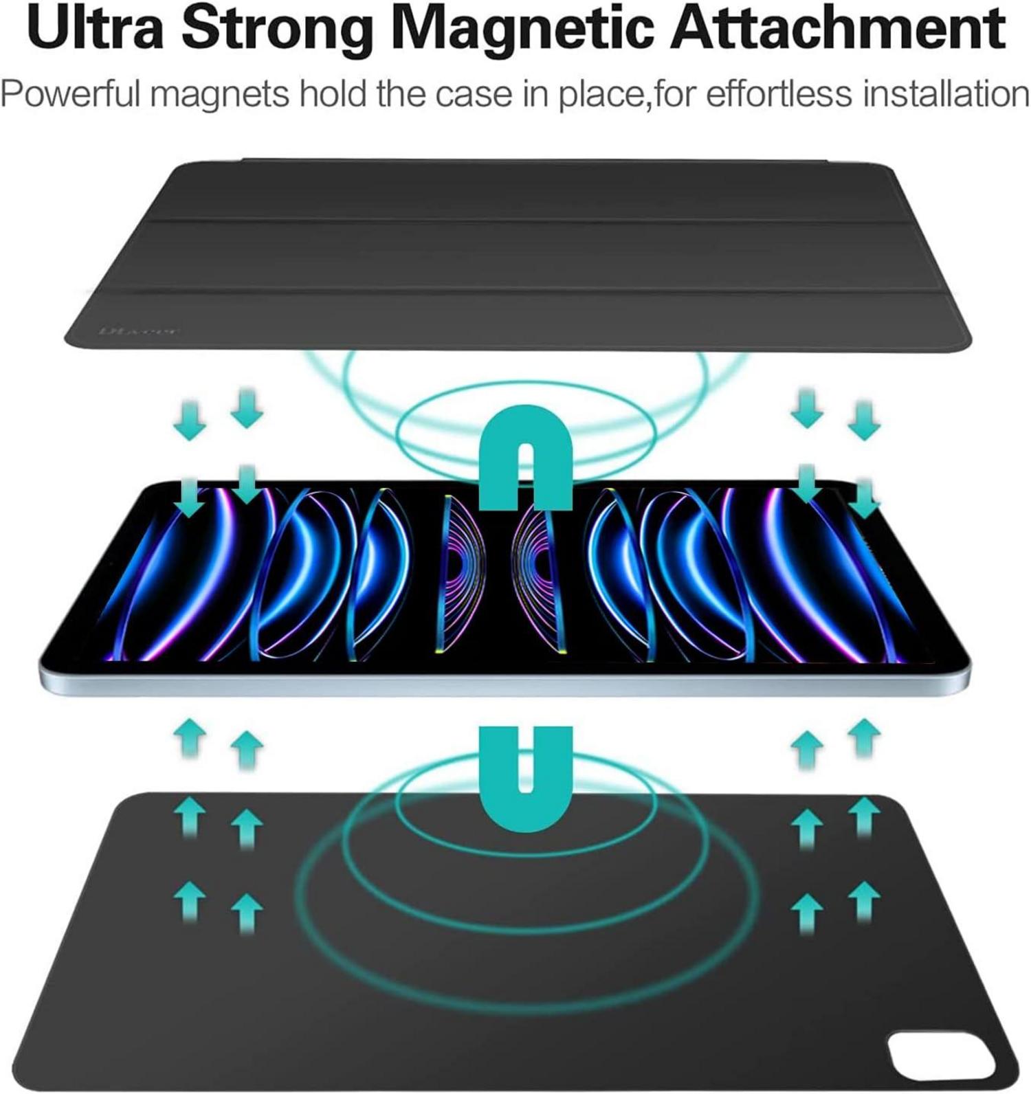 Magnetische Hülle für iPad Pro 12.9 Zoll 6/5/4 Generation, Schwarz