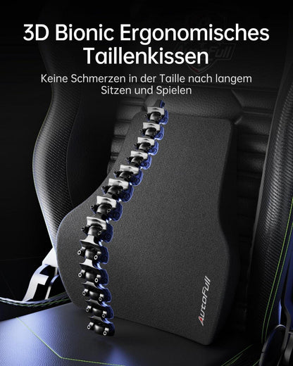 AutoFull Gaming-Stuhl ergonomisch Gamer-Bürostuhl PU-Leder Fußstütze Schwarz