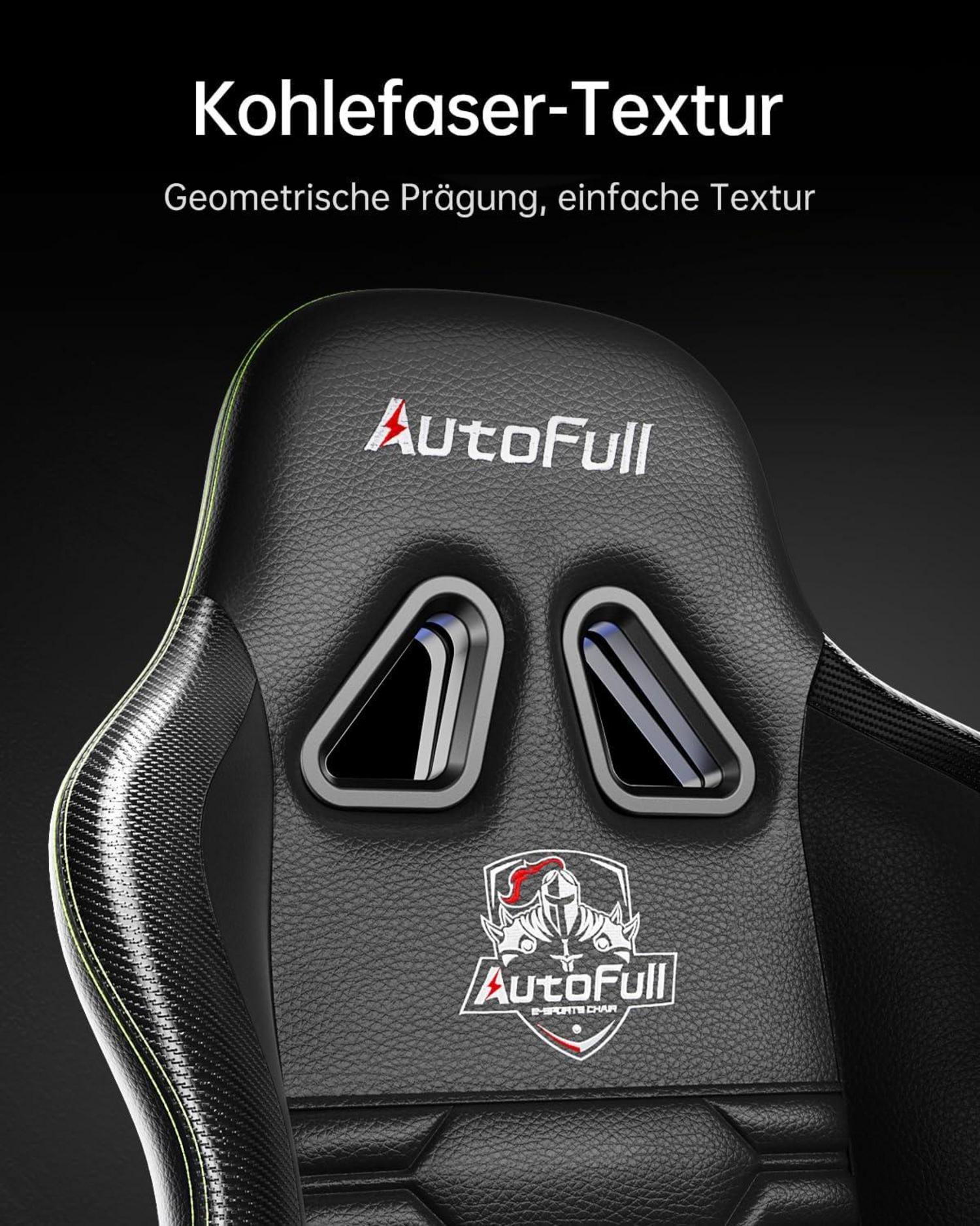 AutoFull Gaming-Stuhl ergonomisch PU-Leder Sitzhöhe verstellbar Schwarz