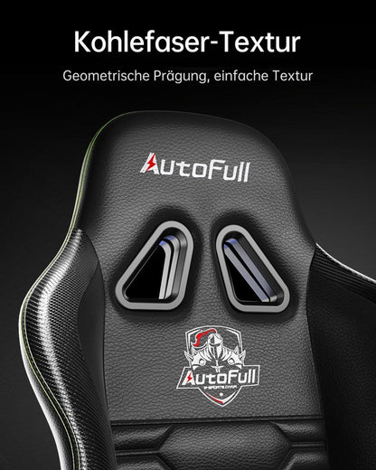 AutoFull Gaming-Stuhl ergonomisch PU-Leder Sitzhöhe verstellbar Schwarz