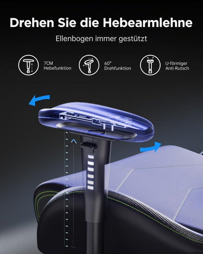 Gaming-Stuhl ergonomisch verstellbar Schwarz mit Fußstütze