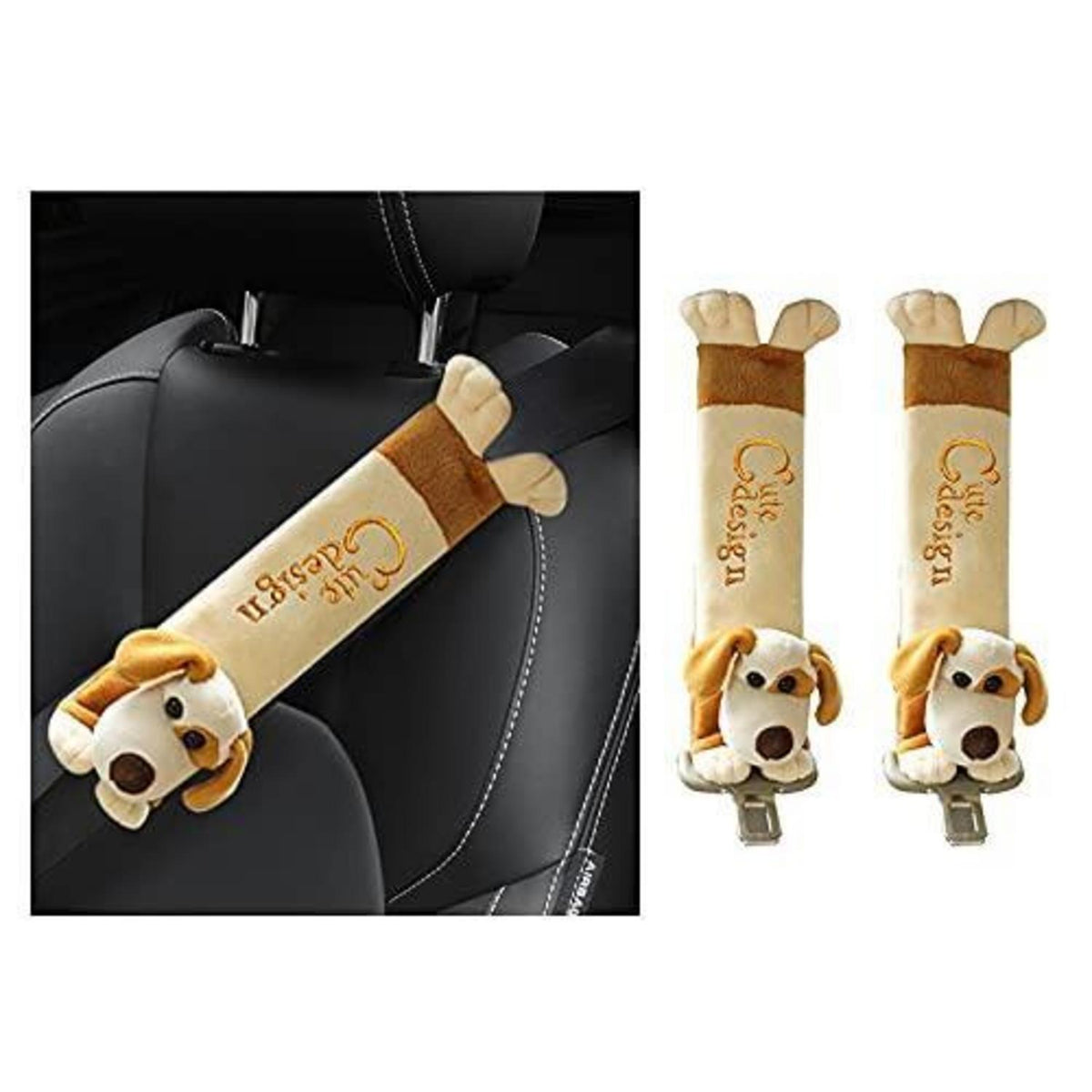 2x Gurtpolster Auto Kinder – Cartoon Hund Design