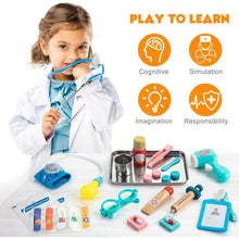 Kinder Arztkoffer aus Holz mit echtem Stethoskop und Zubehör