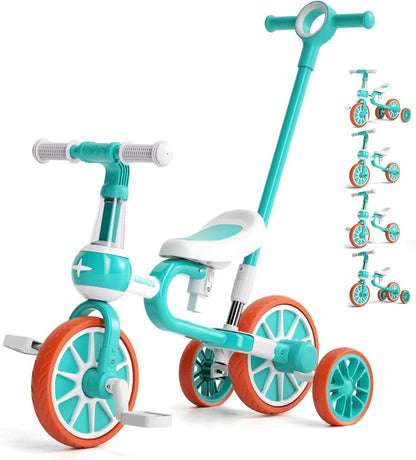 4-in-1 Laufrad Kinderdreirad Lauffahrrad ab 1-4 Jahre Grün