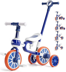 4 in 1 Laufrad Kinderdreirad Lauffahrrad Lauffahrzeug Ergonomisch Blau