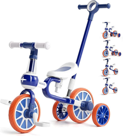 4 in 1 Laufrad Kinderdreirad Lauffahrrad Lauffahrzeug Ergonomisch Blau