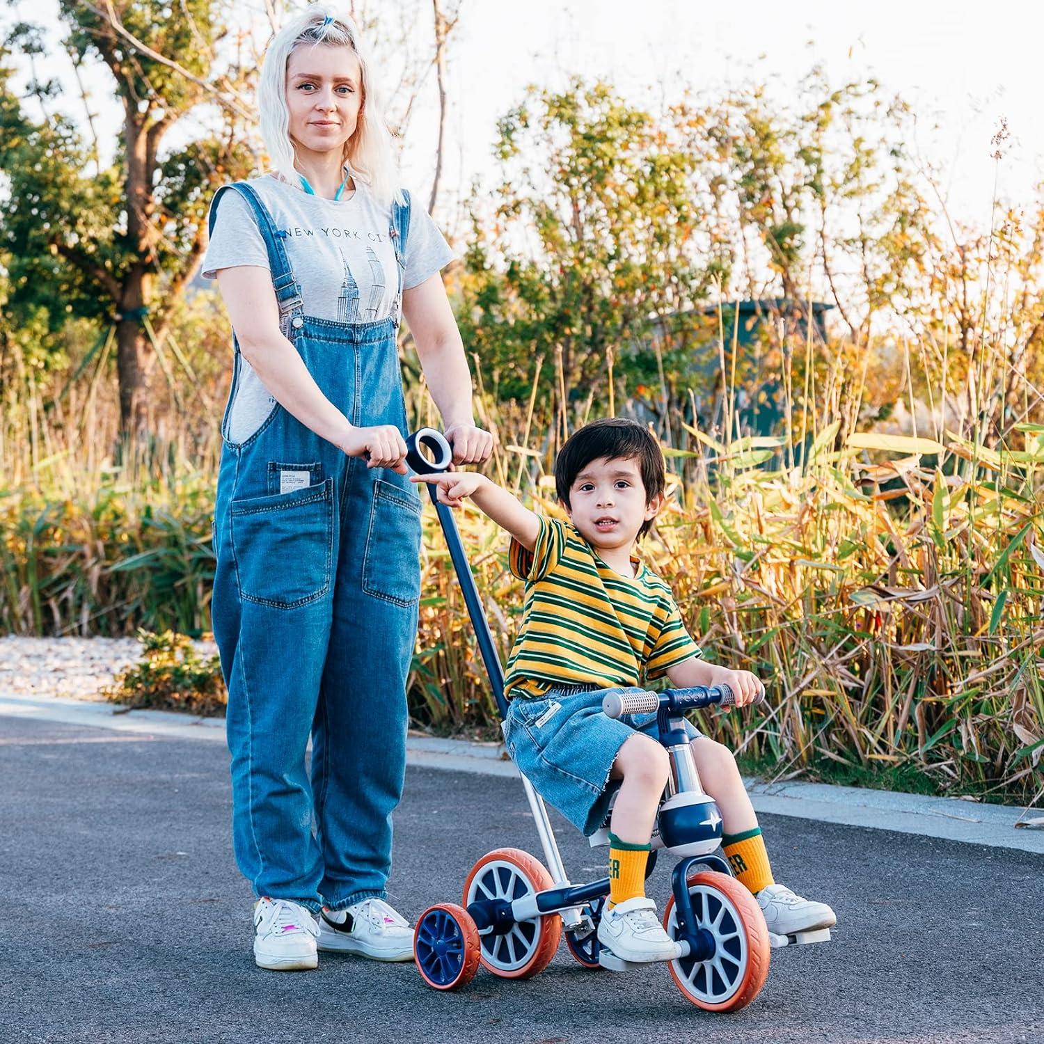 Kinder Laufrad 4 in 1 Laufräder Dreirad Lauffahrrad Blau