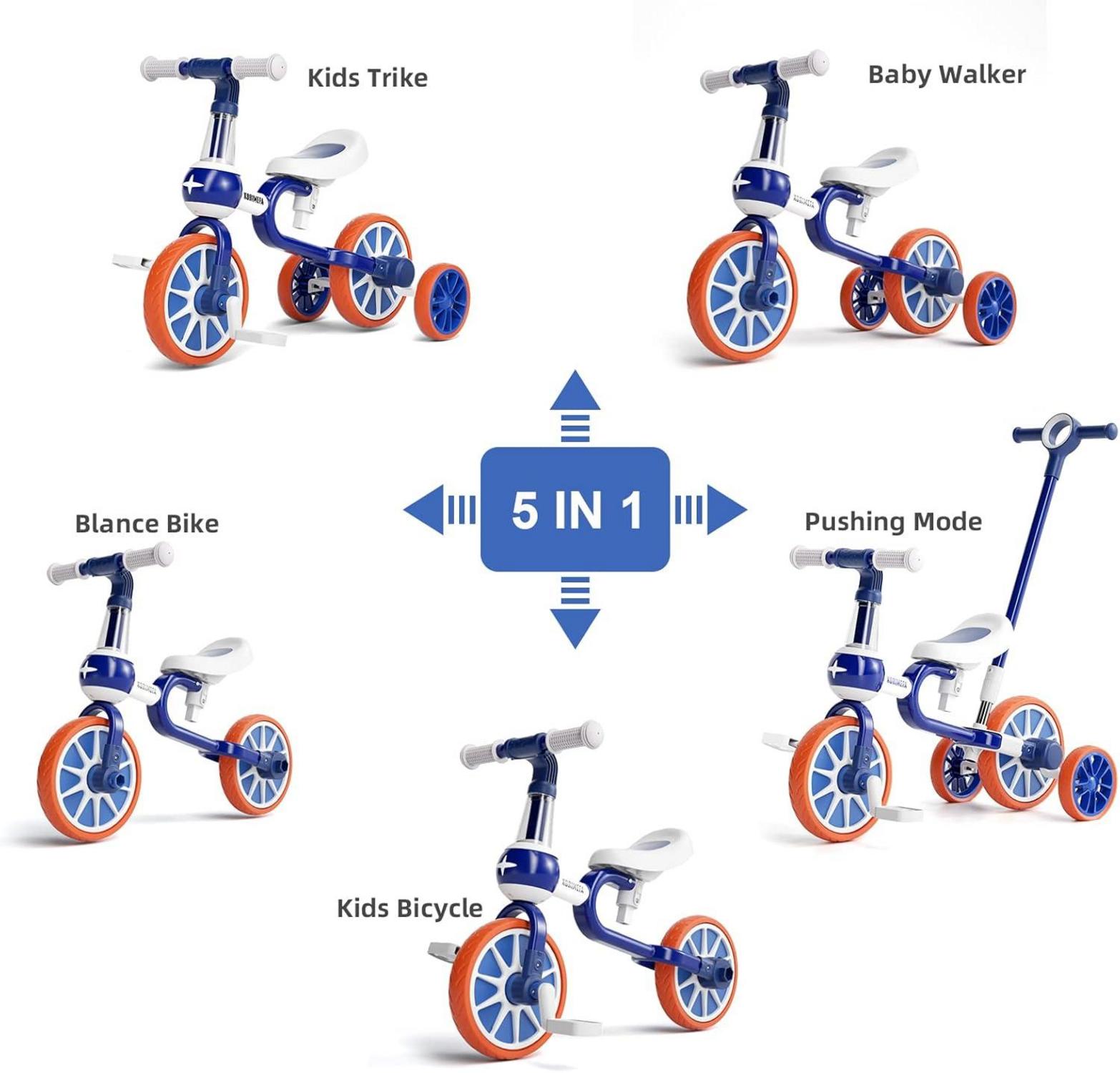 4 in 1 Laufrad Kinderdreirad Lauffahrrad Lauffahrzeug Ergonomisch Blau
