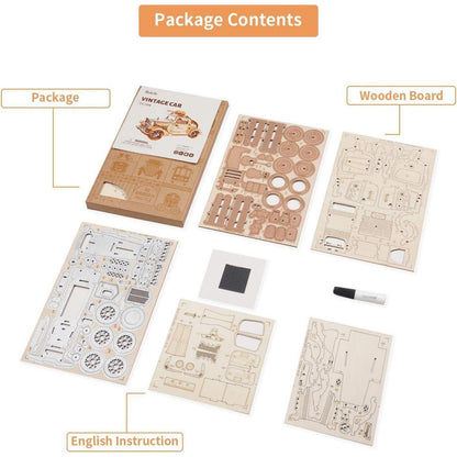 Holzpuzzle Modellbau Car Retro DIY Geschenk 164 Teile 1,5h