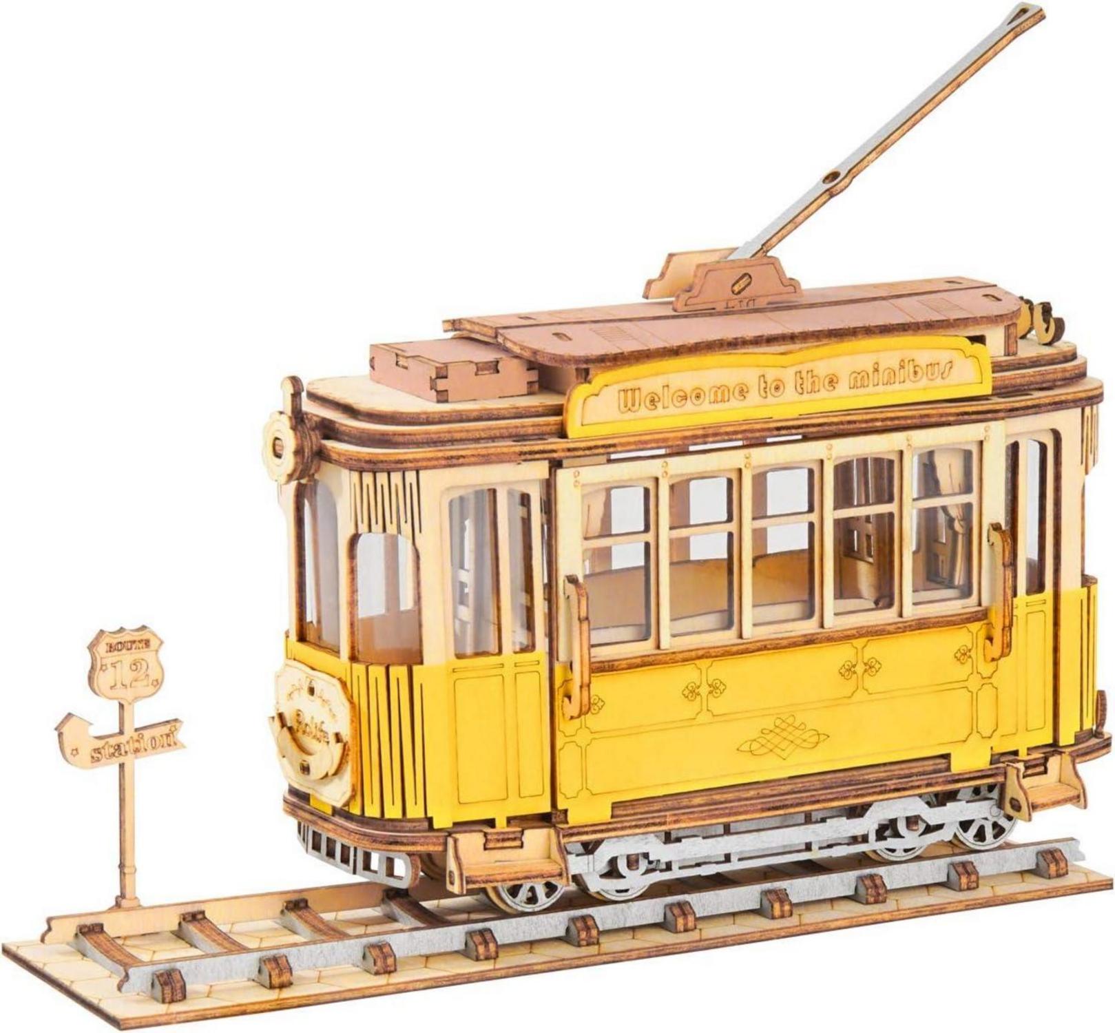 3D Holzpuzzle Bausatz Modellbau Straßenbahn Tramcar