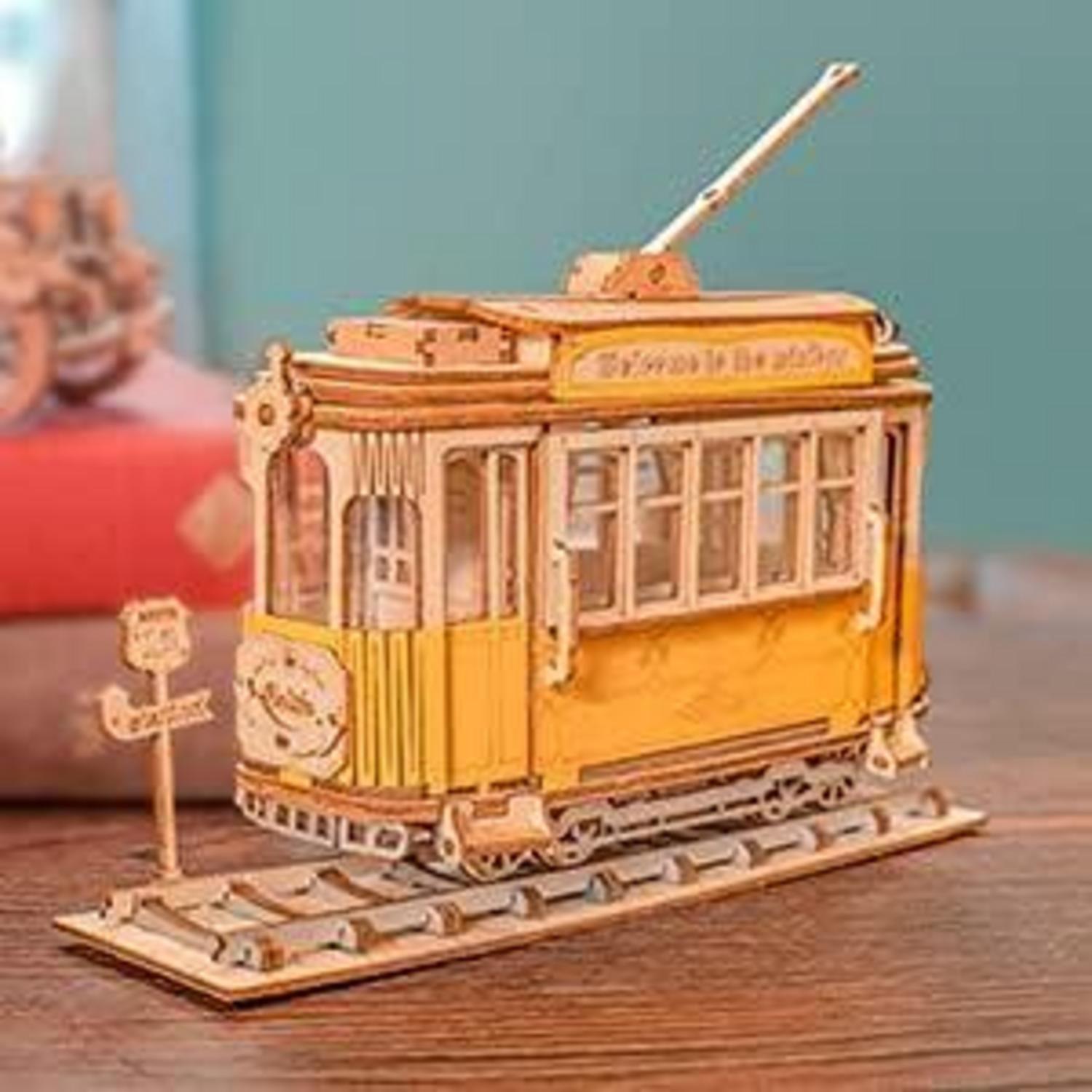 Holzpuzzle Modellbau Car Bausatz 3D Retro Geschenk Dekoration 164 Teile Tramcar