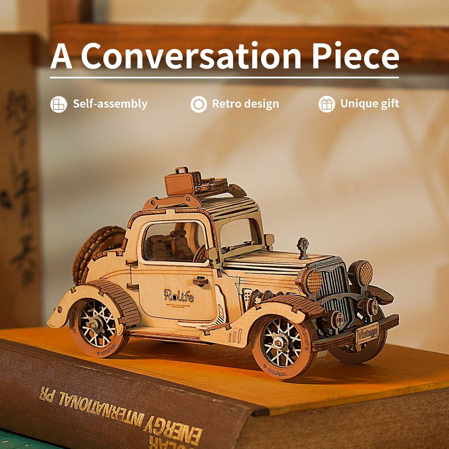 Rolife 3D Holzpuzzle Oldtimer Modellbausatz für Erwachsene