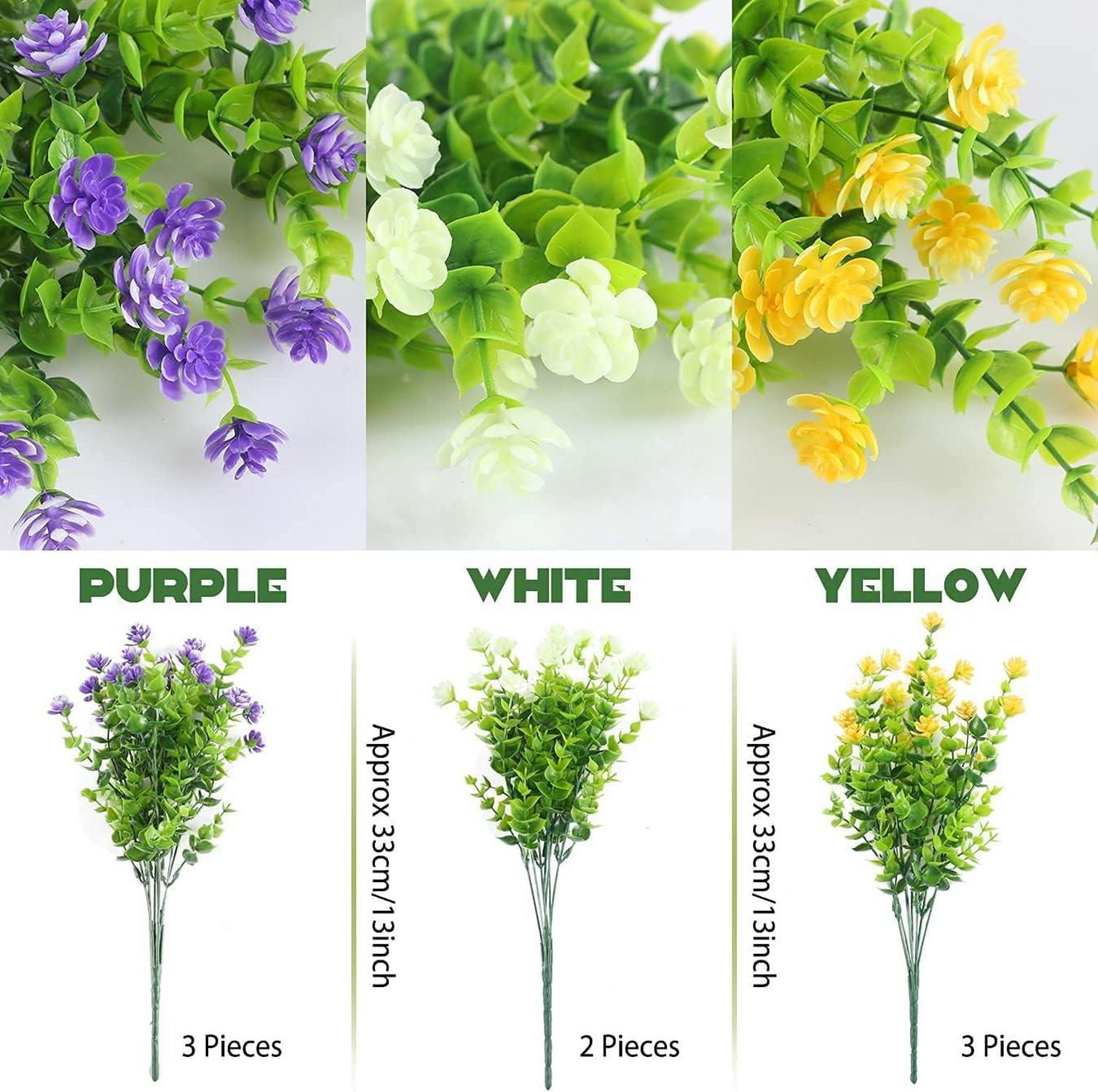 Künstliche Balkonpflanze Eukalyptus Deko für außen 8er Set