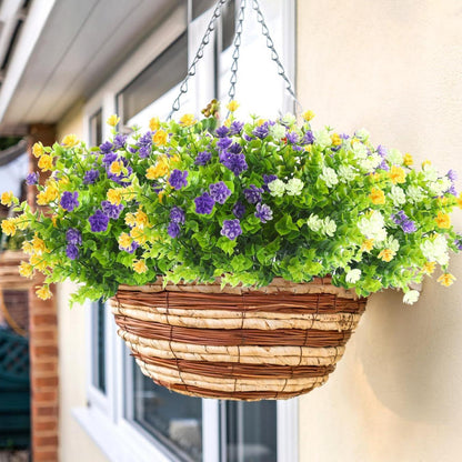 Kunstblumen für außen 8er Set Balkonpflanzen Eukalyptus Deko