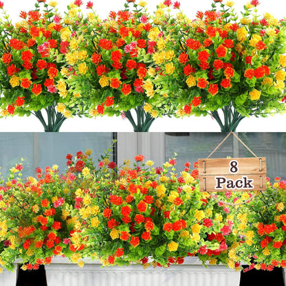 Künstliche Blumen UV-beständig 8er Set Eukalyptus Deko