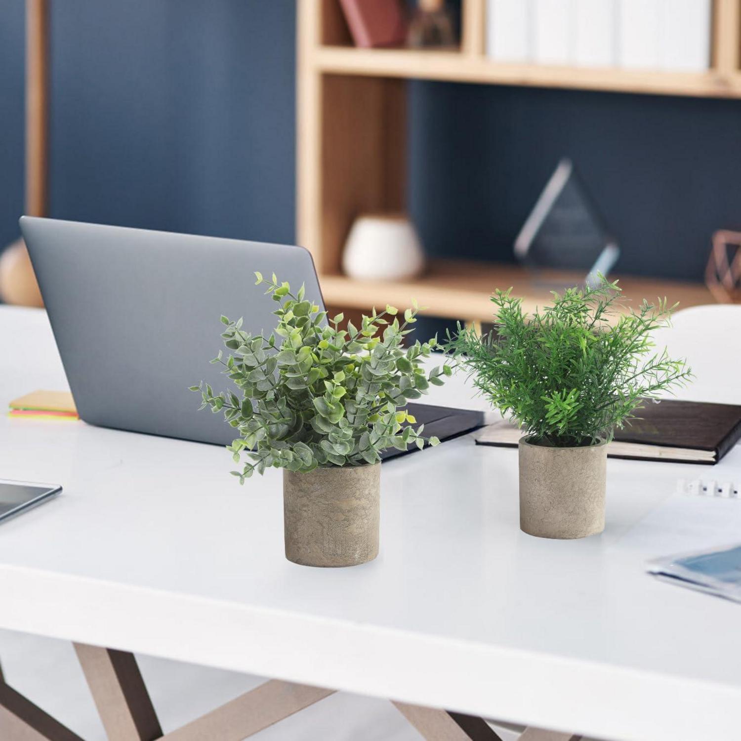 Künstliche Pflanzen Set Eukalyptus Rosmarin Sukkulenten Deko 4er Topf