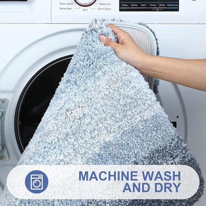 Rutschfester Badezimmerteppich 60x120cm Flauschiger Blauer