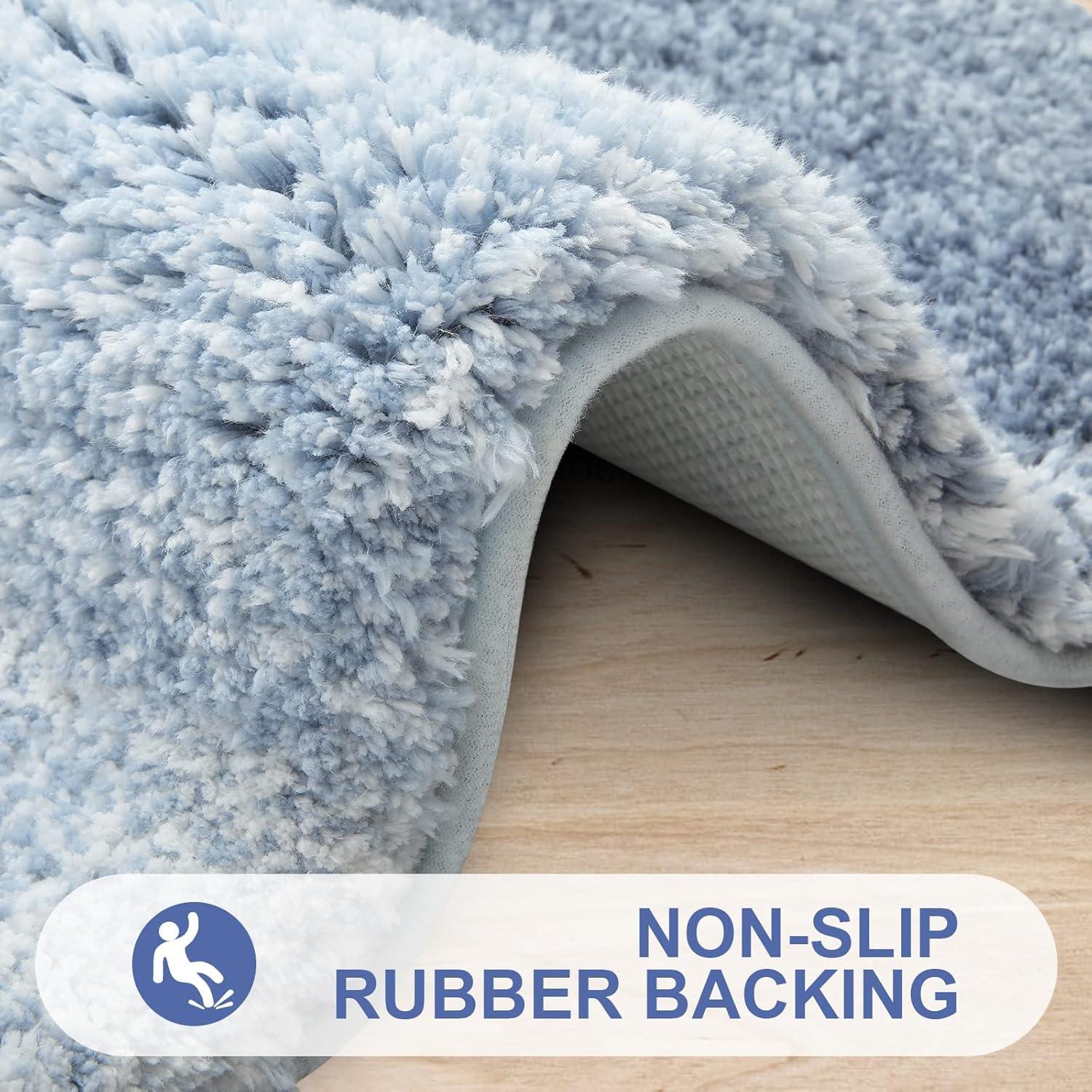 Weicher Badezimmerteppich 60x120 cm Blau rutschfest waschbar hochflorig Saugfähig