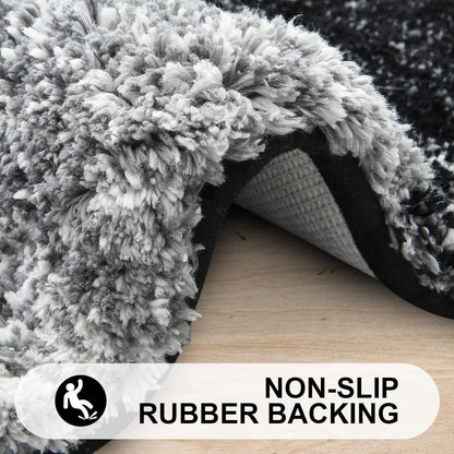 Weicher Mikrofaser Badteppich 60x120 cm Schwarz, rutschfest, saugfähig